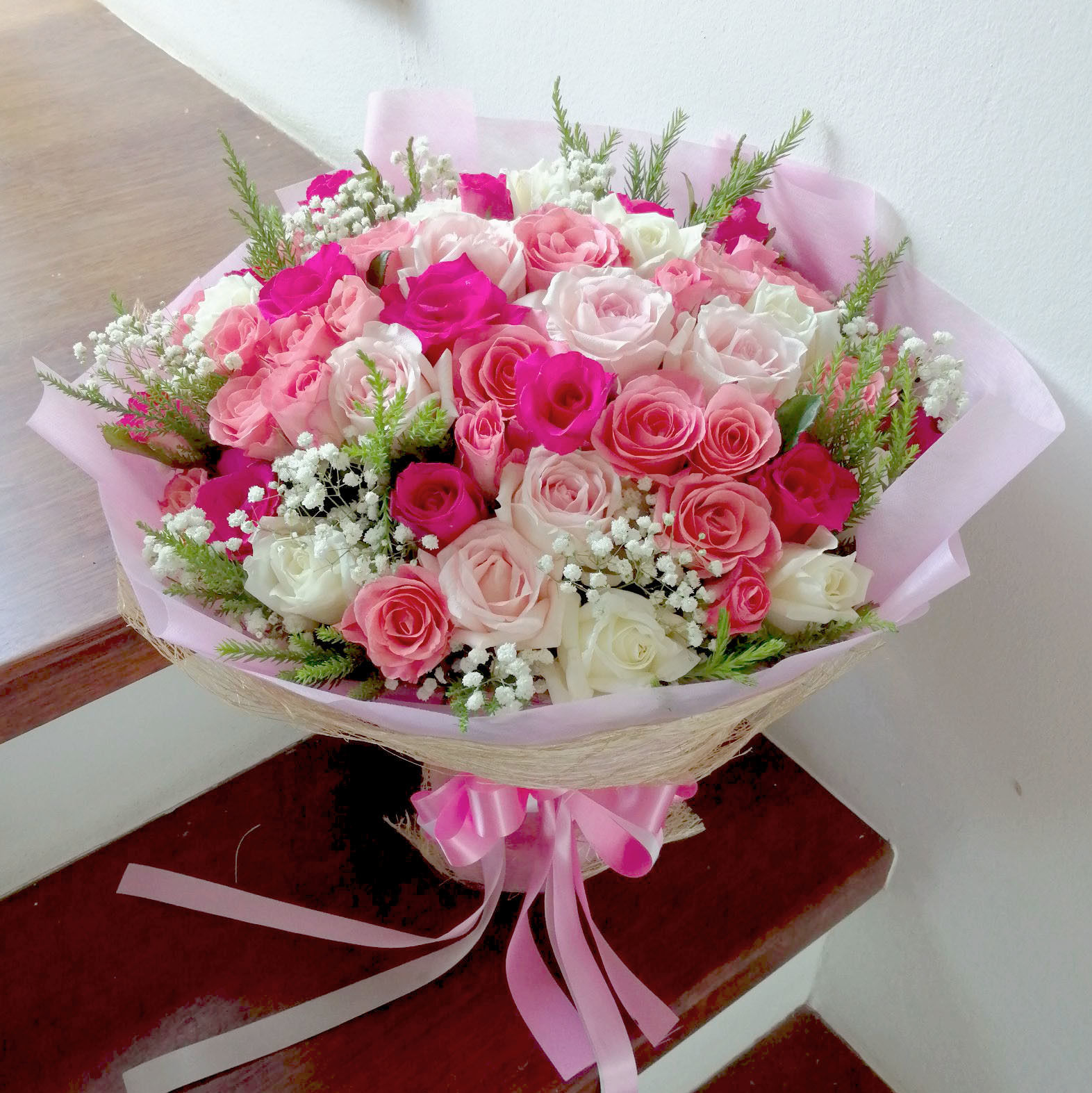 Fresh Flower arrangement a bouquet delivery in samui with rose flower Lily flower Orchid flower Lotus flower and Sunflower